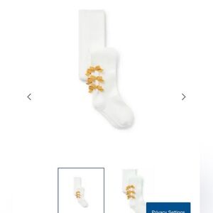 NEW Janie and Jack Girls Bow Tights Size 10 To 12 White / Gold Formal Party